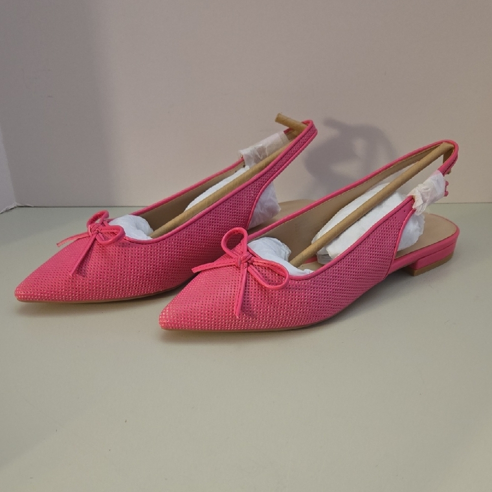 NWT Saks Fifth Avenue Sarena Bow Slingback Ballet Flats, Pink, Size 7 - Picture 3 of 7